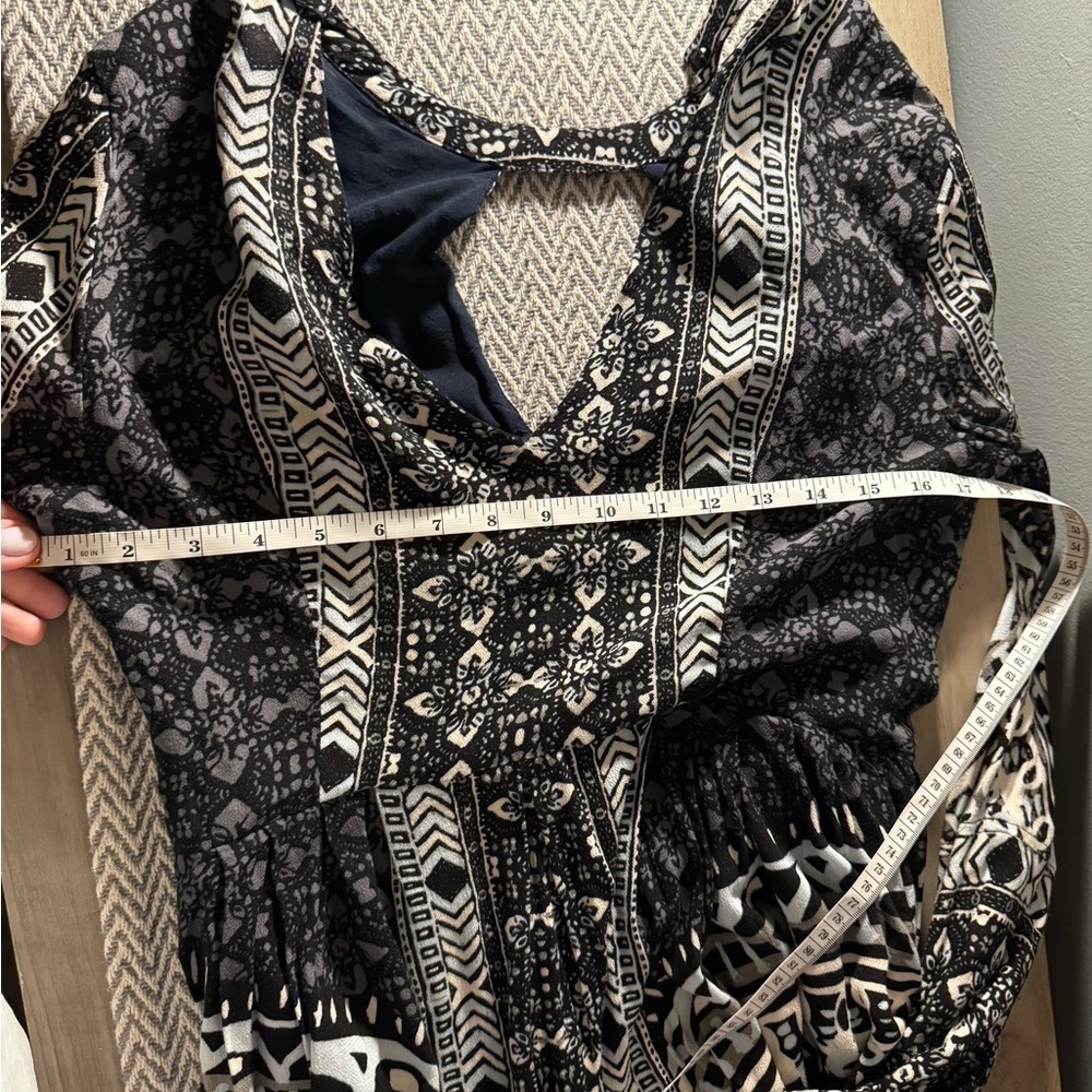 Free People Monochrome Patterned Long Sleeve Dress - Picture 2 of 9
